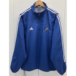 Kansas Jayhawks Jacket Mens Large Blue NCAA Basketball Adidas Climaproof 1/4 Zip